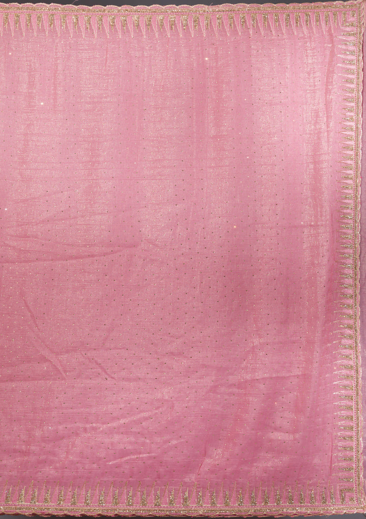 Pink Stonework Tissue Saree