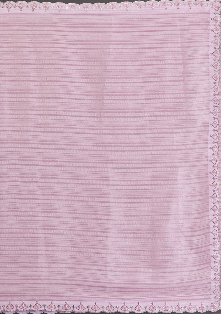 Pink Swarovski Georgette Saree