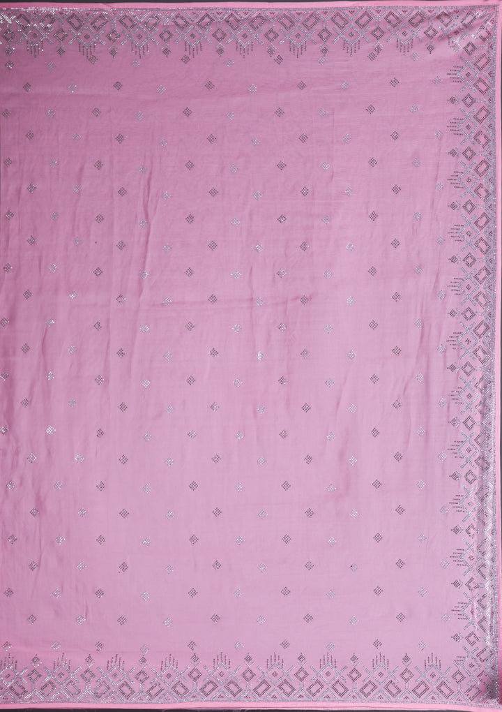 Pink Swarovski Satin Saree