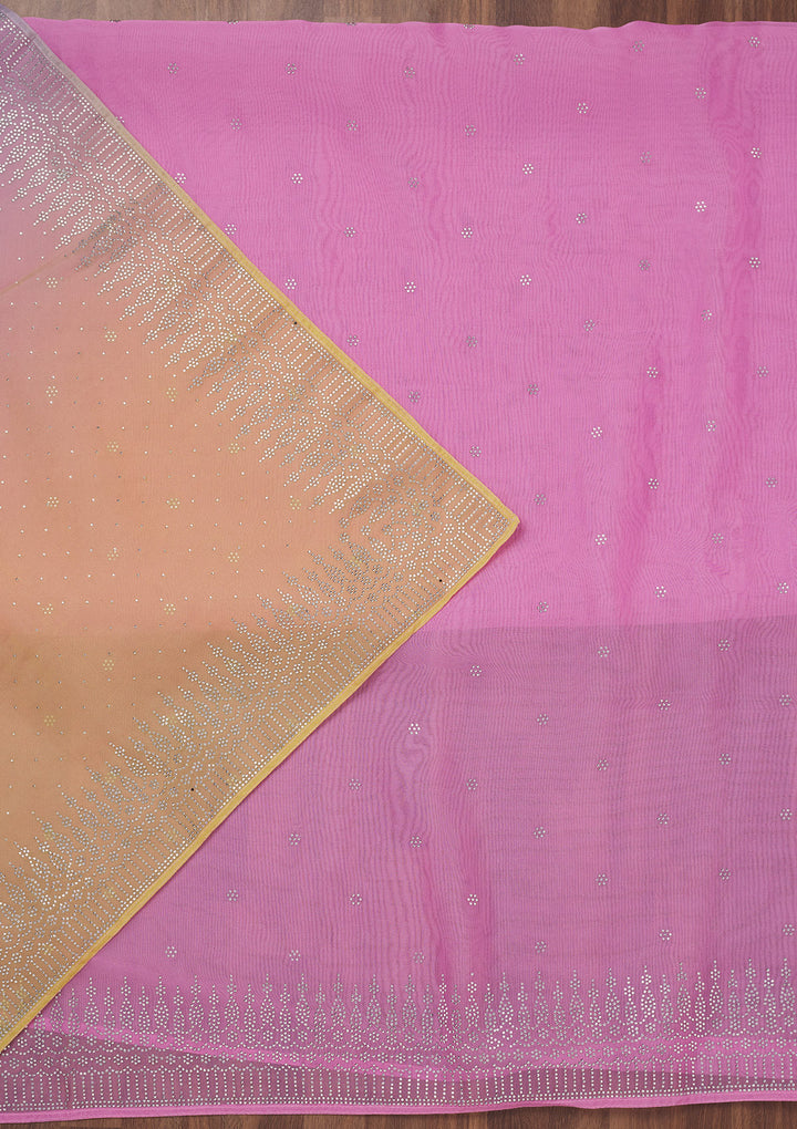 Pink Swarovski Tissue Unstitched Salwar Suit