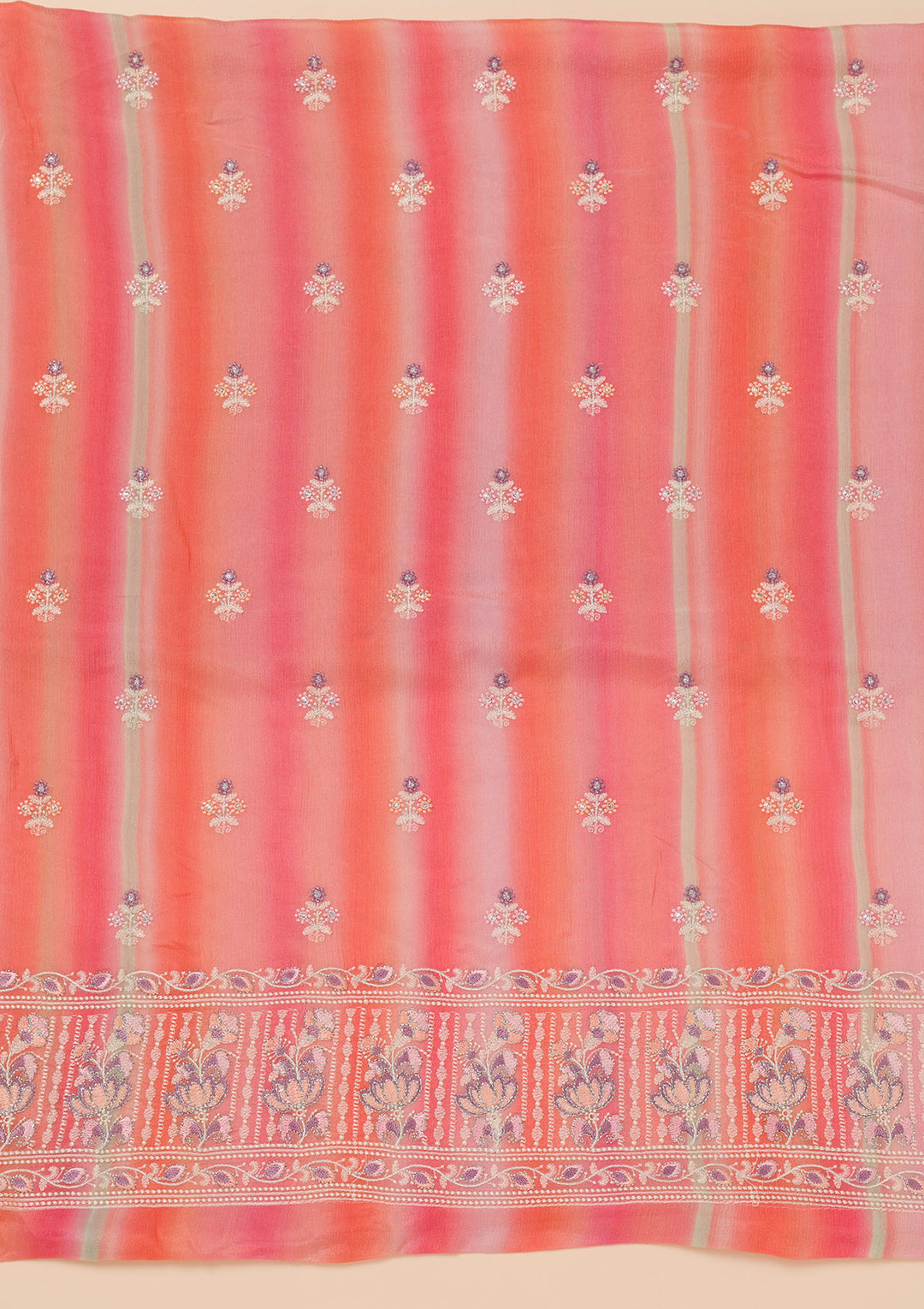 Pink Threadwork Chiffon Unstitched Salwar Suit