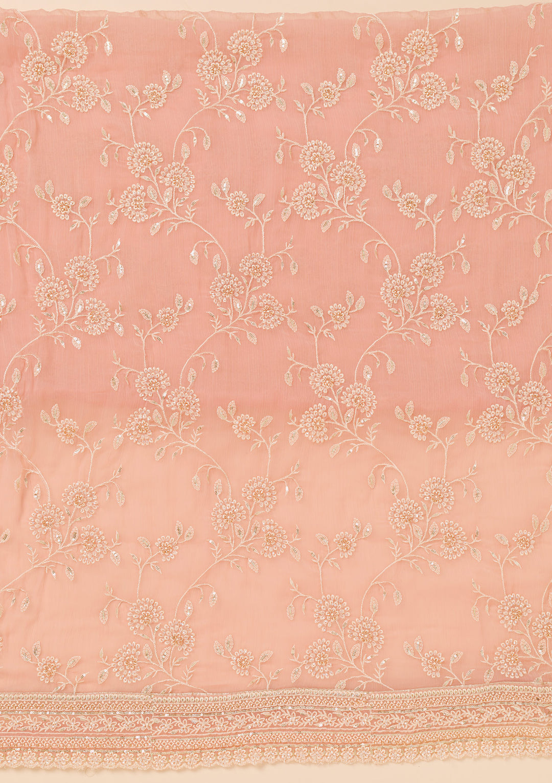 Pink Threadwork Chiffon Unstitched Salwar Suit