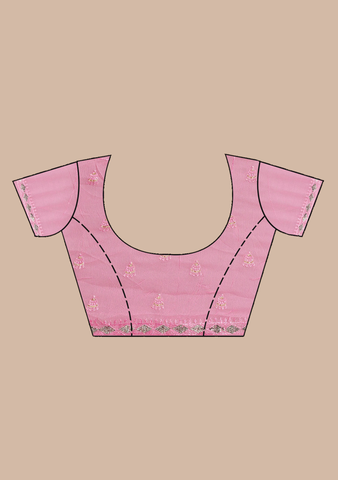 Pink Threadwork Chiffon Saree