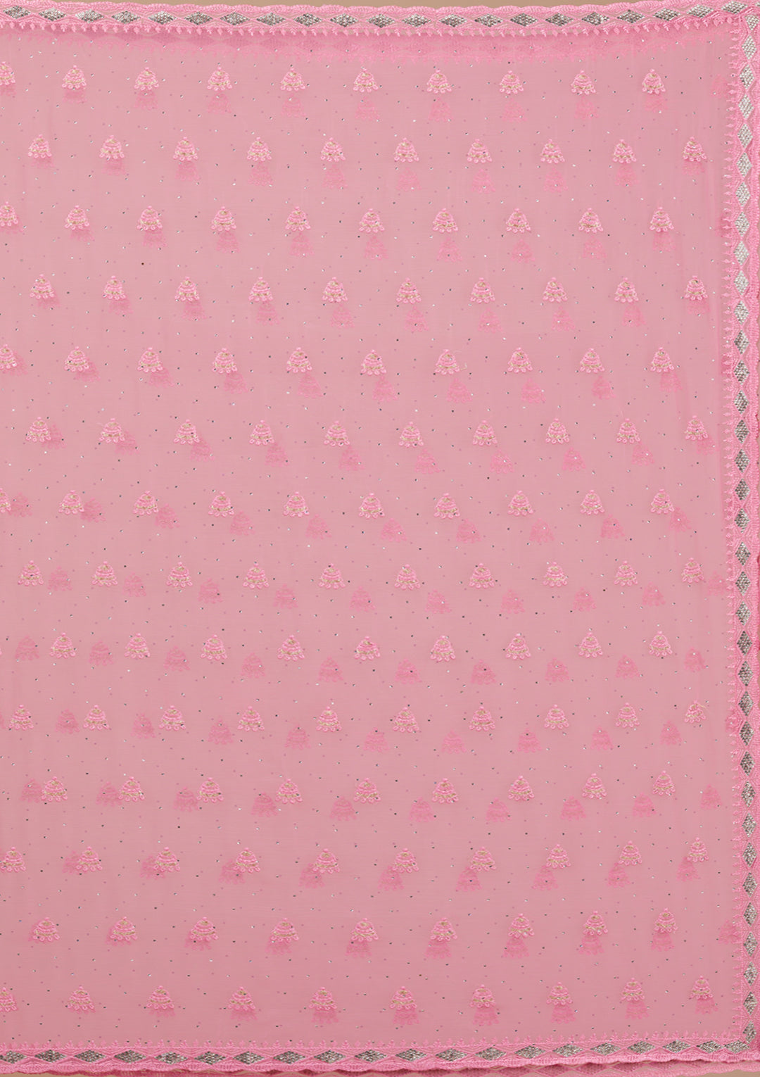 Pink Threadwork Chiffon Saree