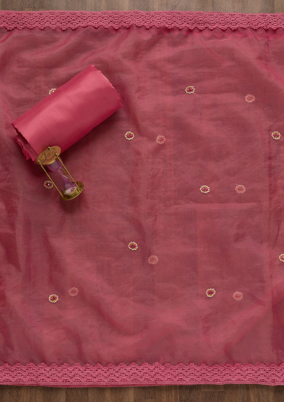 Pink Threadwork Cotton Unstitched Salwar Suit