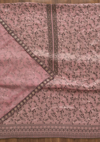 Pink Threadwork Cutdana Unstitched Salwar Suit-Koskii