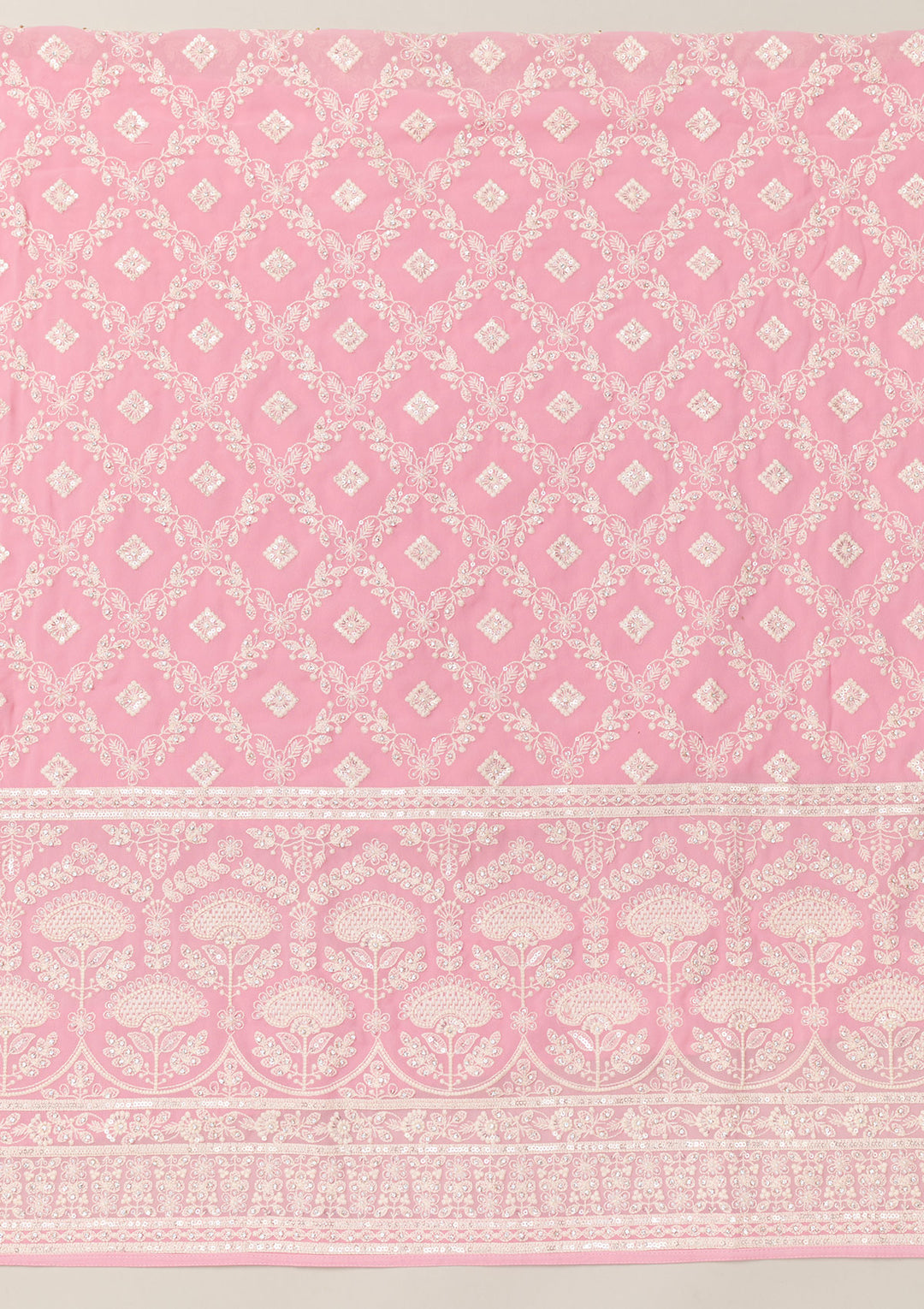 Pink Threadwork Georgette Unstitched Salwar Suit