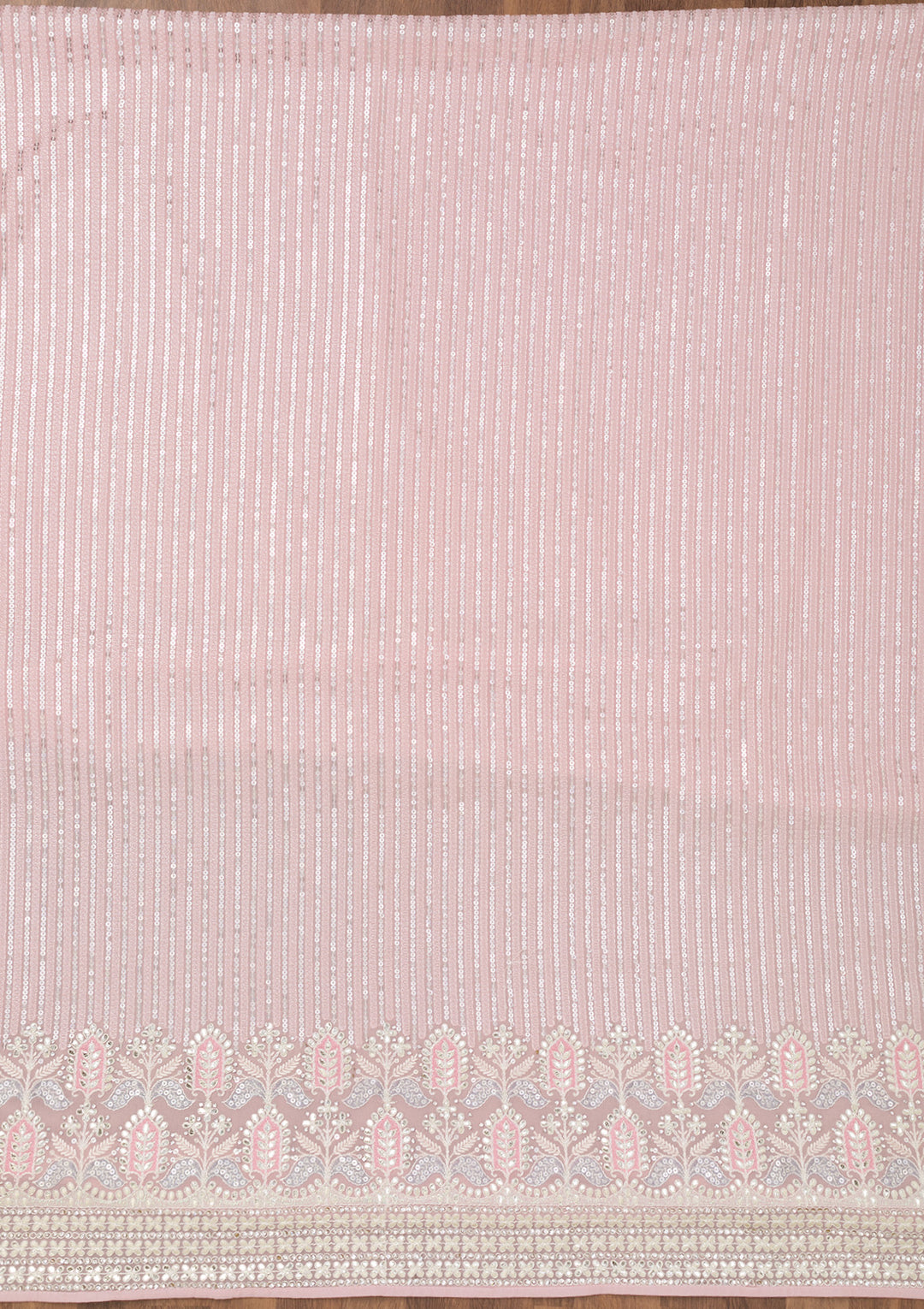 Pink Threadwork Georgette Unstitched Salwar Suit