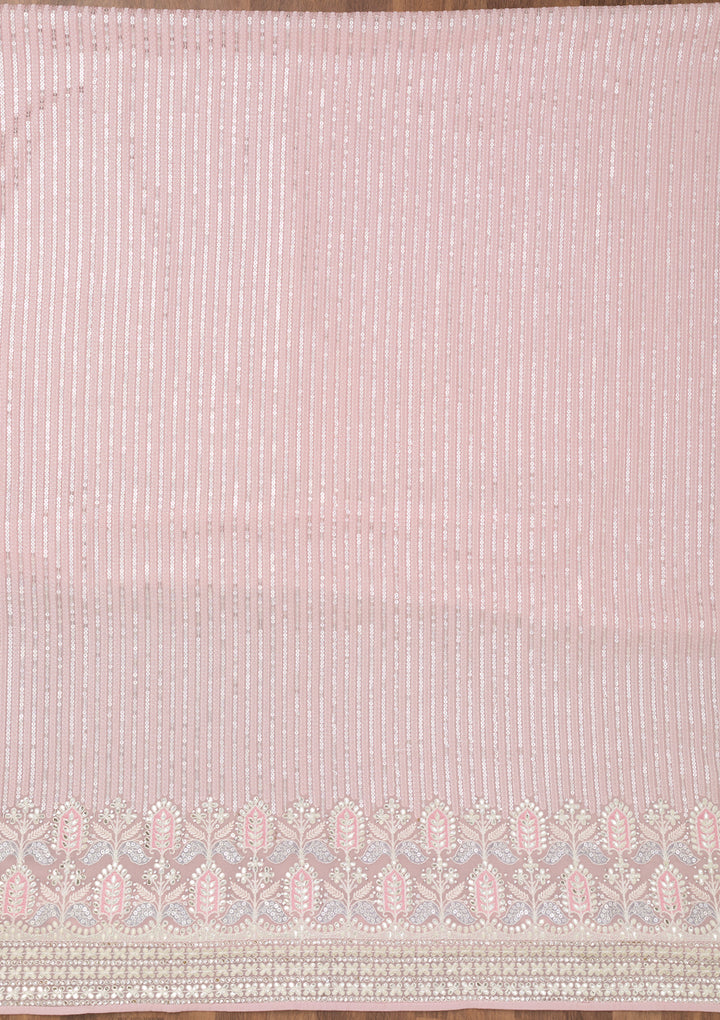 Pink Threadwork Georgette Unstitched Salwar Suit
