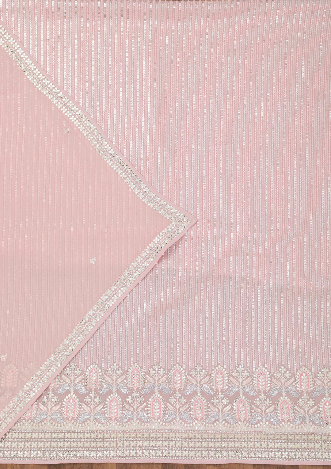 Pink Threadwork Georgette Unstitched Salwar Suit