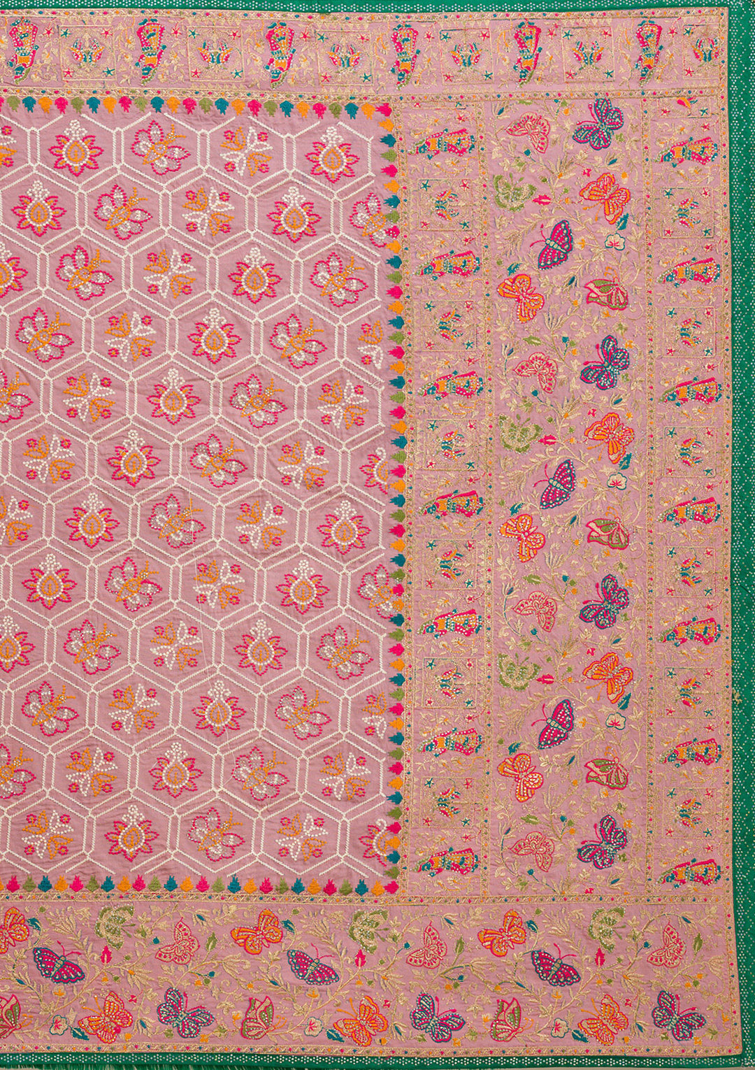 Pink Threadwork Soft Silk Saree