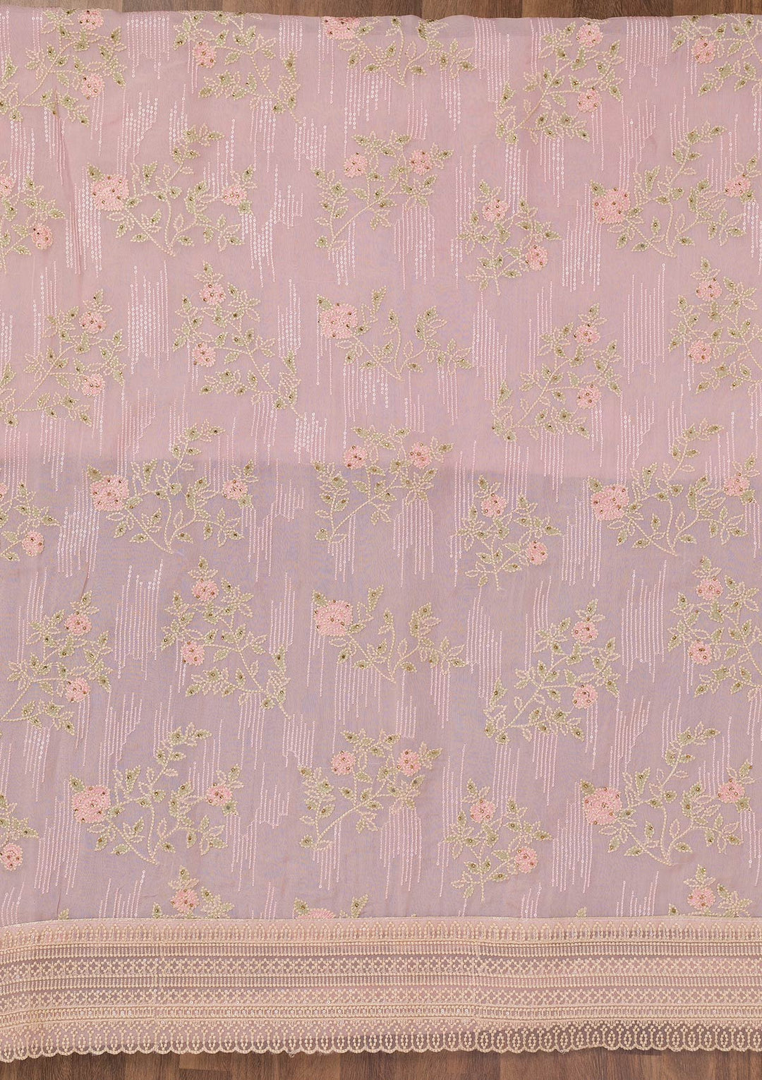 Pink Threadwork Tissue Unstitched Salwar Suit