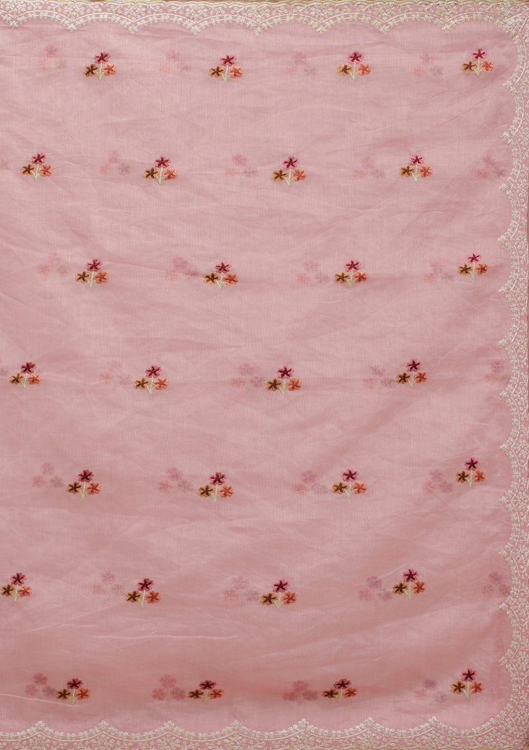 Pink Threadwork Tissue Saree