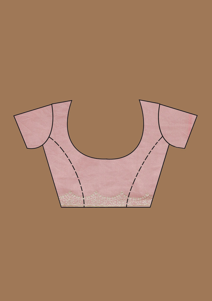 Pink Threadwork Tissue Saree