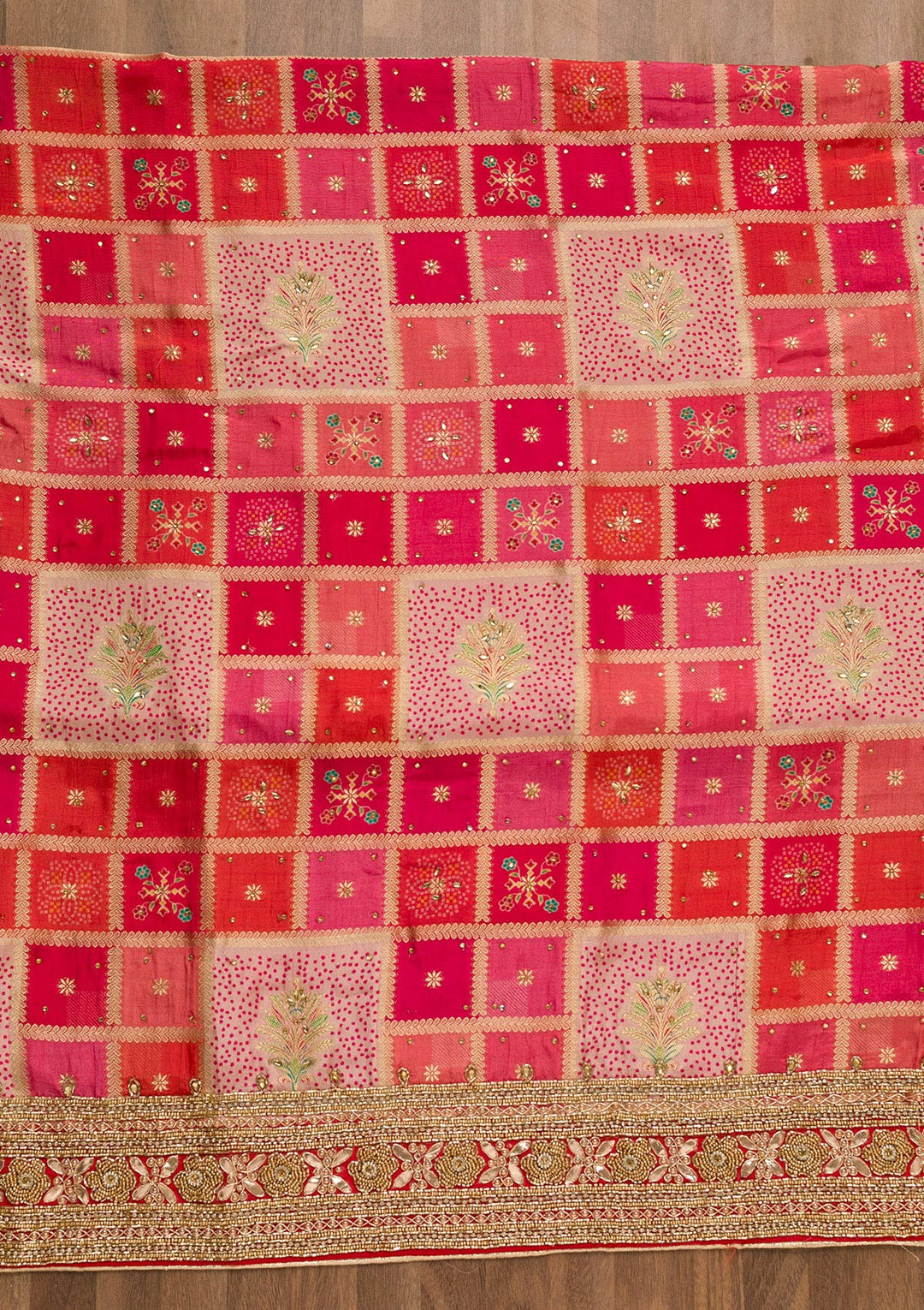 Pink Zariwork Art Silk Unstitched Salwar Suit