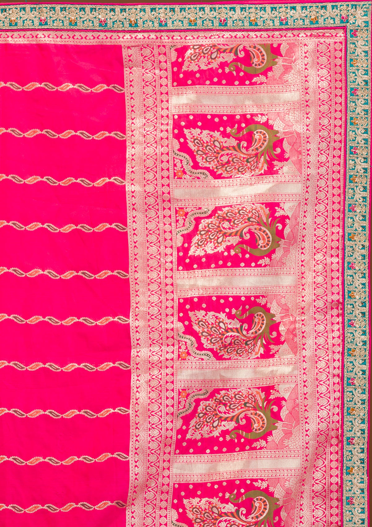 Pink Zariwork Banarasi Semi Stitched Lehenga