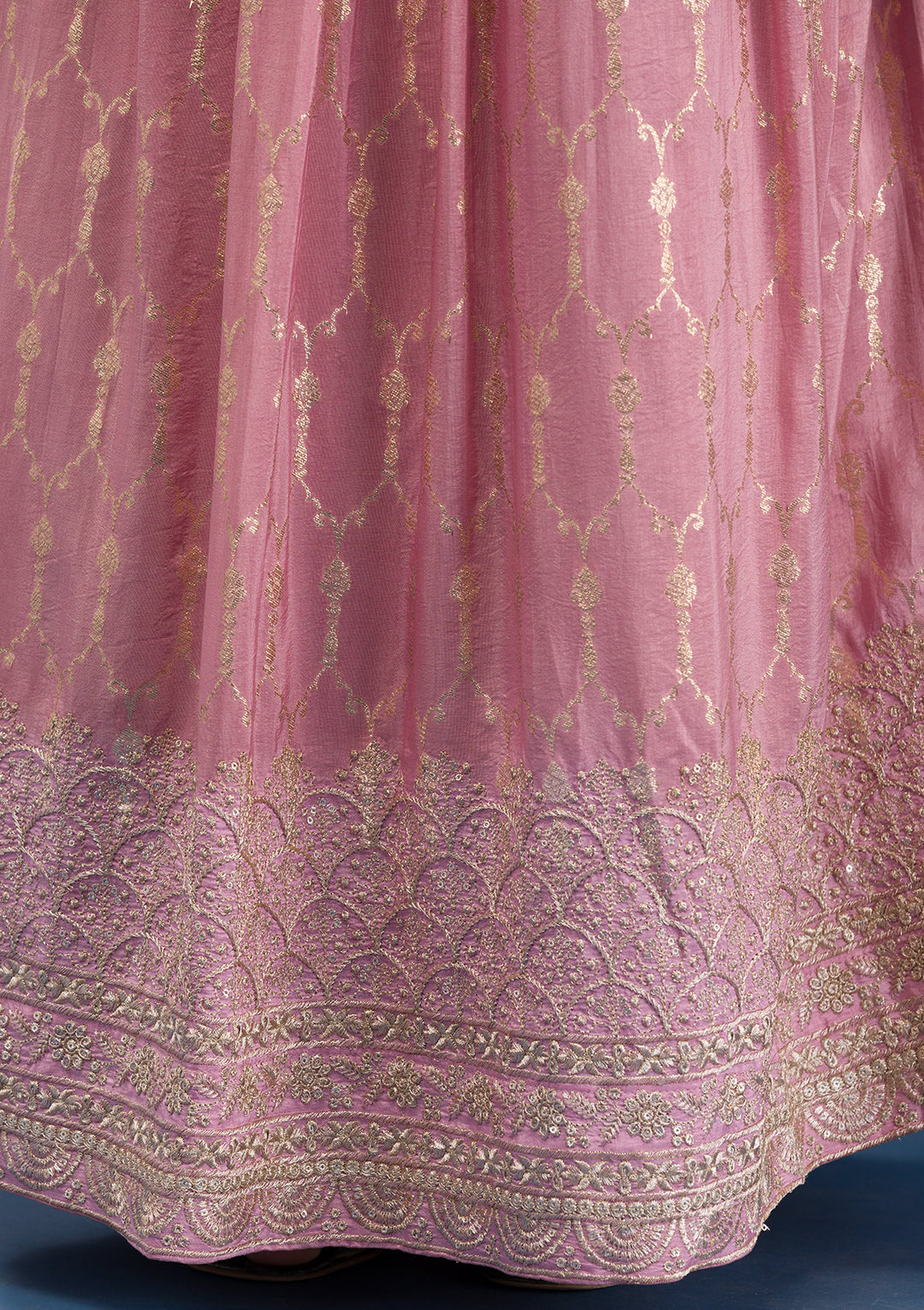 Pink Zariwork Banarasi Readymade Salwar Suit