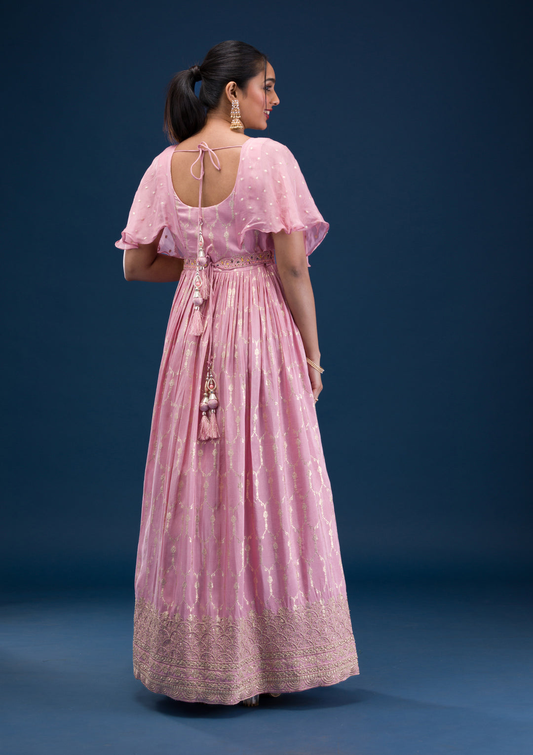 Pink Zariwork Banarasi Readymade Salwar Suit