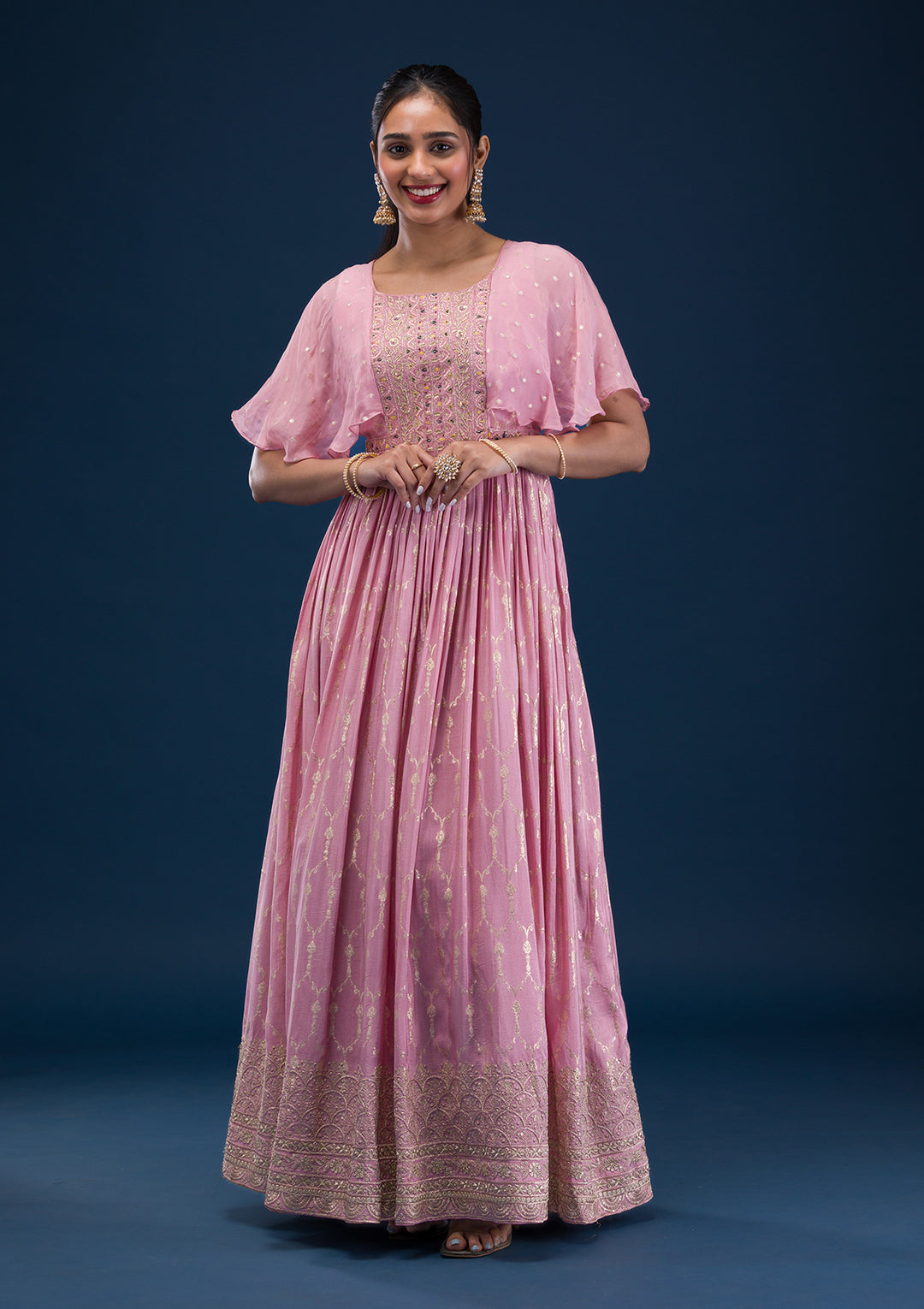 Pink Zariwork Banarasi Readymade Salwar Suit