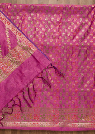 Pink Zariwork Banarasi Unstitched Salwar Suit
