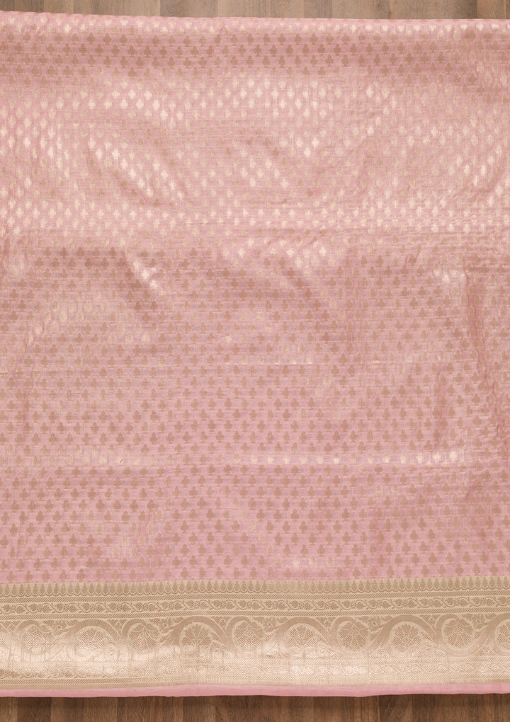Pink Zariwork Banarasi Unstitched Salwar Suit