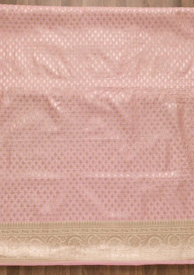 Pink Zariwork Banarasi Unstitched Salwar Suit