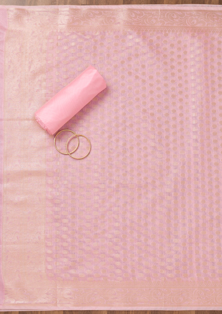 Pink Zariwork Banarasi Unstitched Salwar Suit
