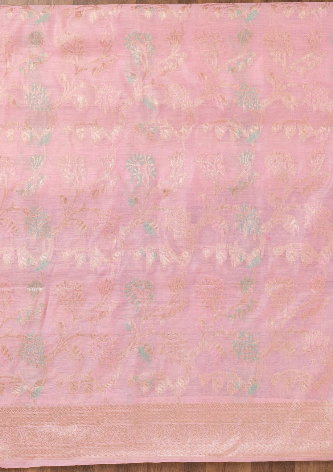 Pink Zariwork Banarasi Unstitched Salwar Suit