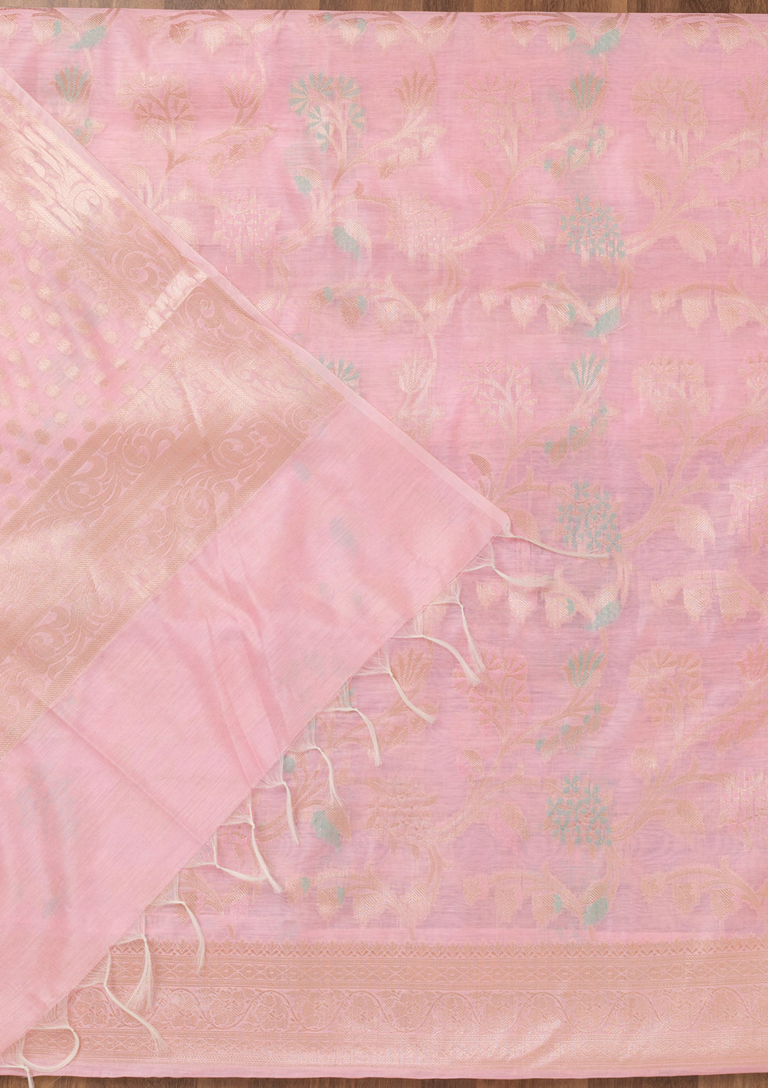 Pink Zariwork Banarasi Unstitched Salwar Suit