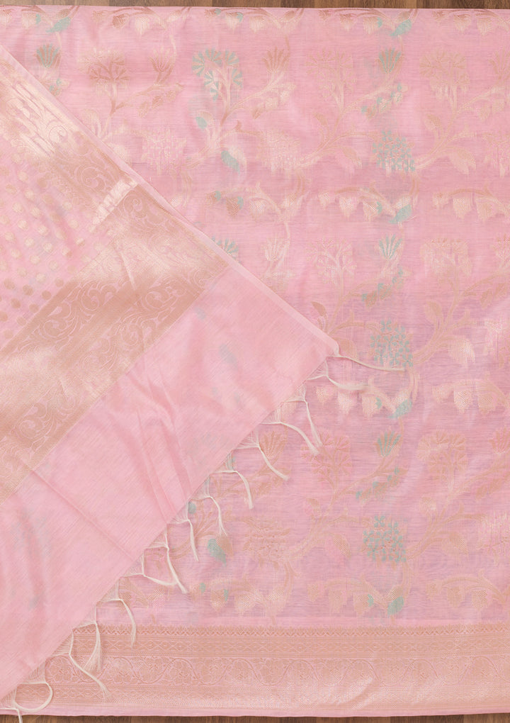 Pink Zariwork Banarasi Unstitched Salwar Suit