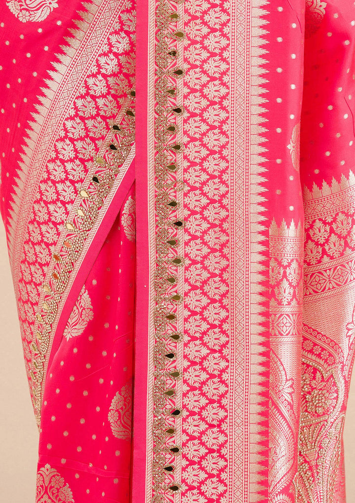 Pink Zariwork Banarasi Silk Saree