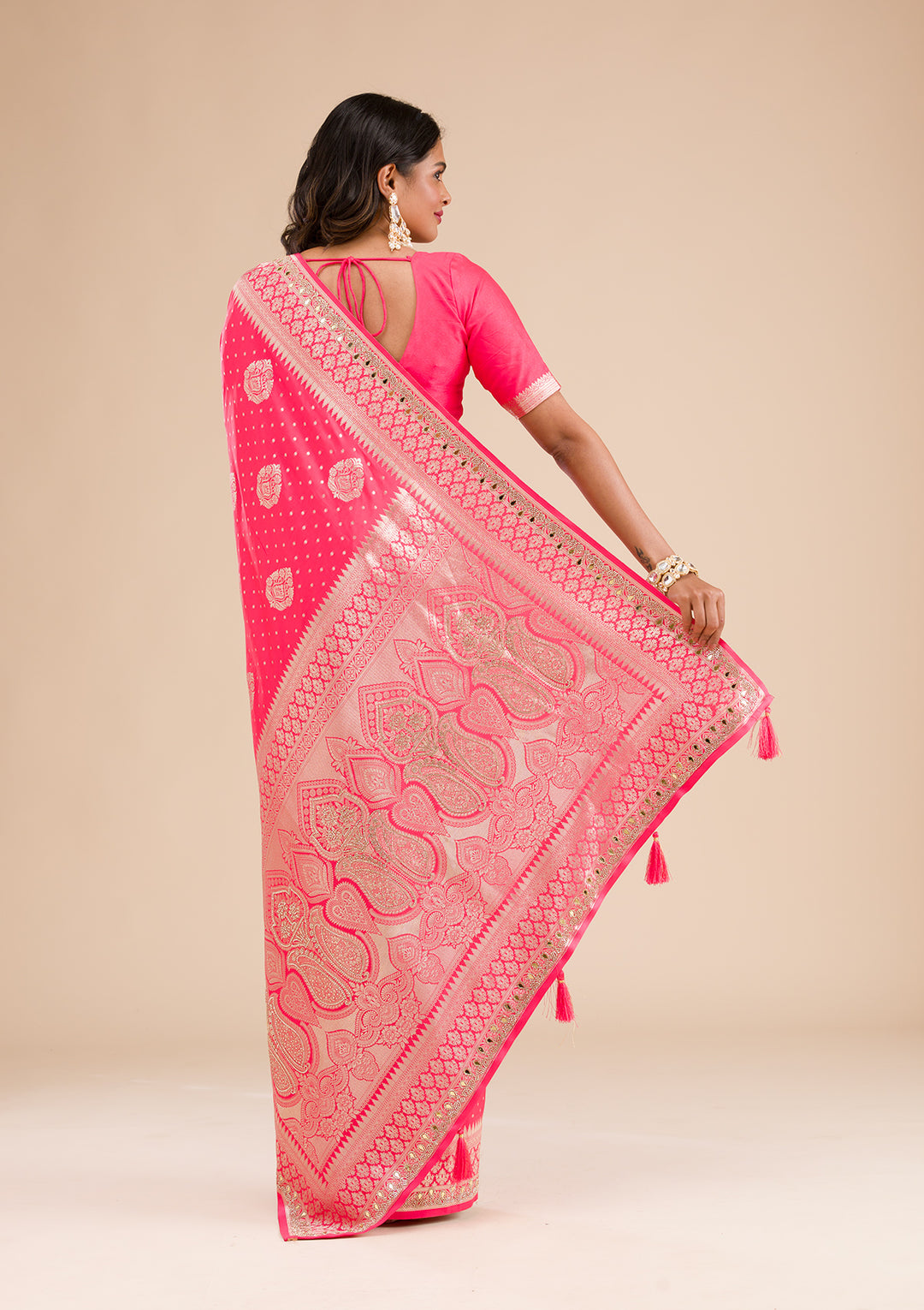 Pink Zariwork Banarasi Silk Saree