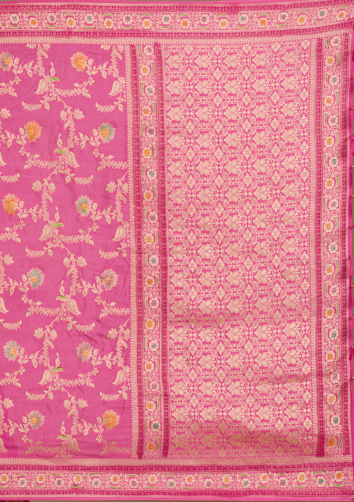 Pink Zariwork Banarasi Silk Saree
