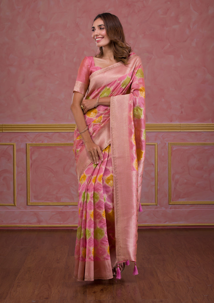 Pink Zariwork Brocade Saree