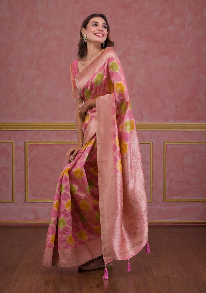 Pink Zariwork Brocade Saree