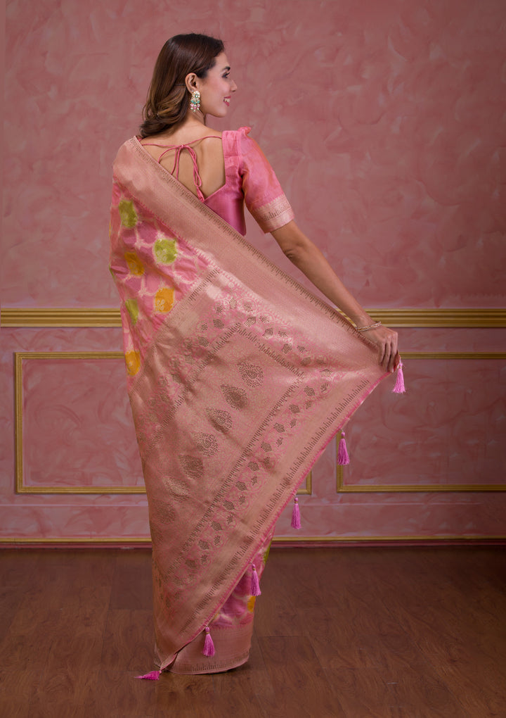 Pink Zariwork Brocade Saree