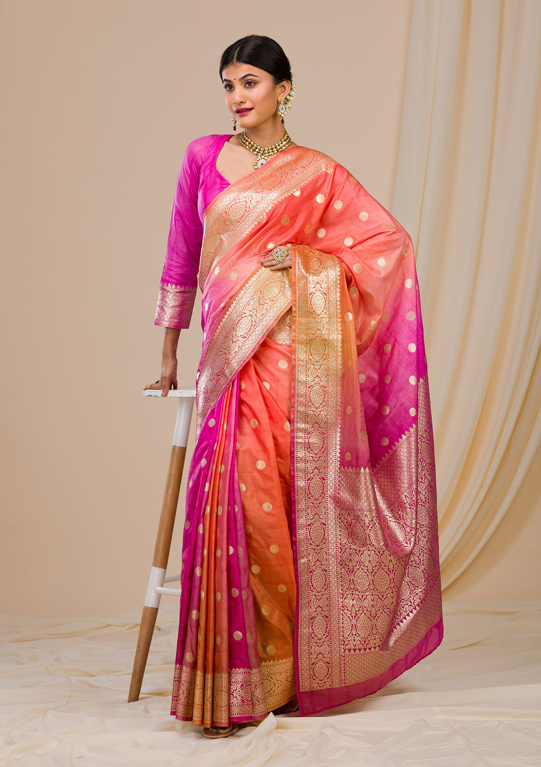 Pink Zariwork Banarasi Silk Saree