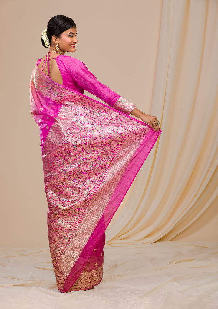 Pink Zariwork Banarasi Silk Saree