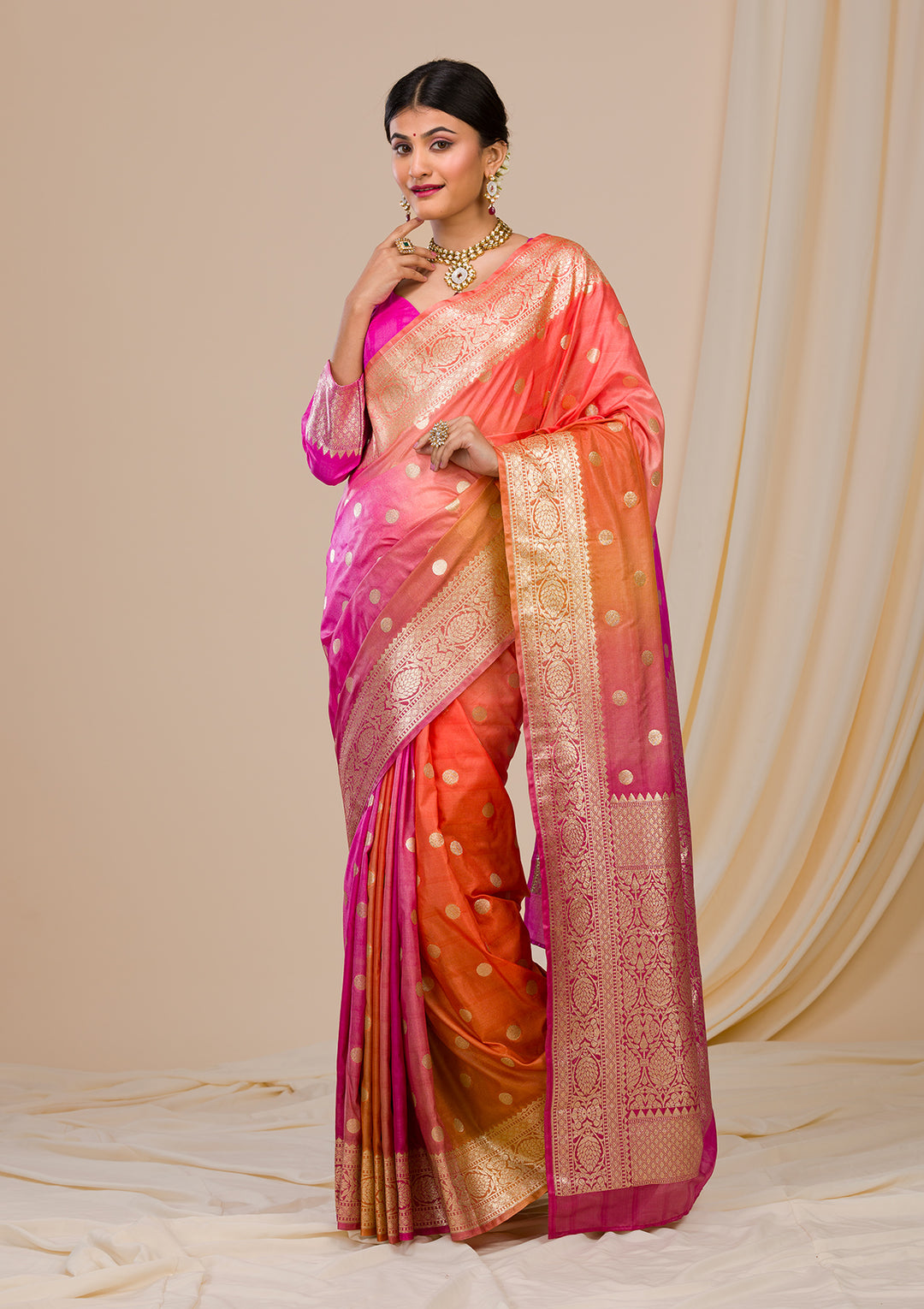 Pink Zariwork Banarasi Silk Saree