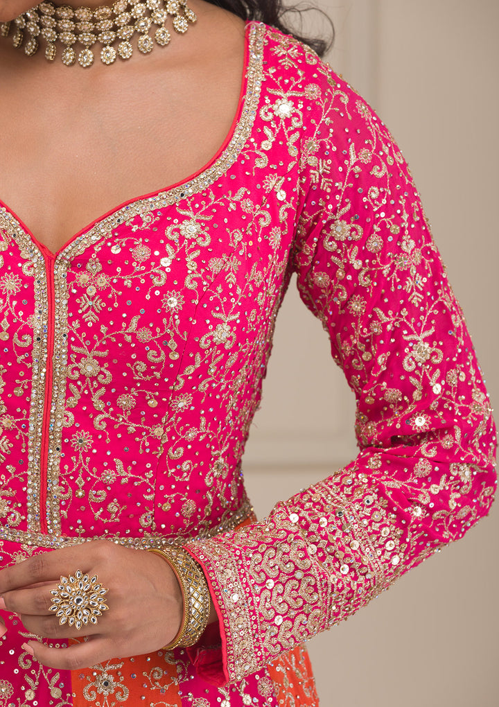 Pink Zariwork Georgette Gown