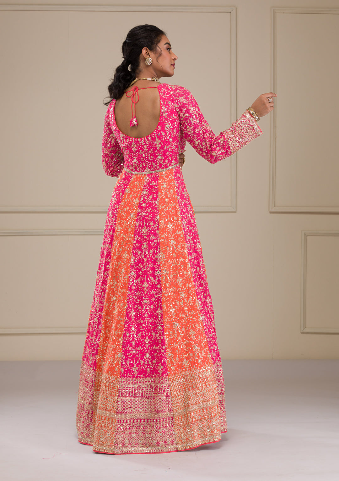Pink Zariwork Georgette Gown