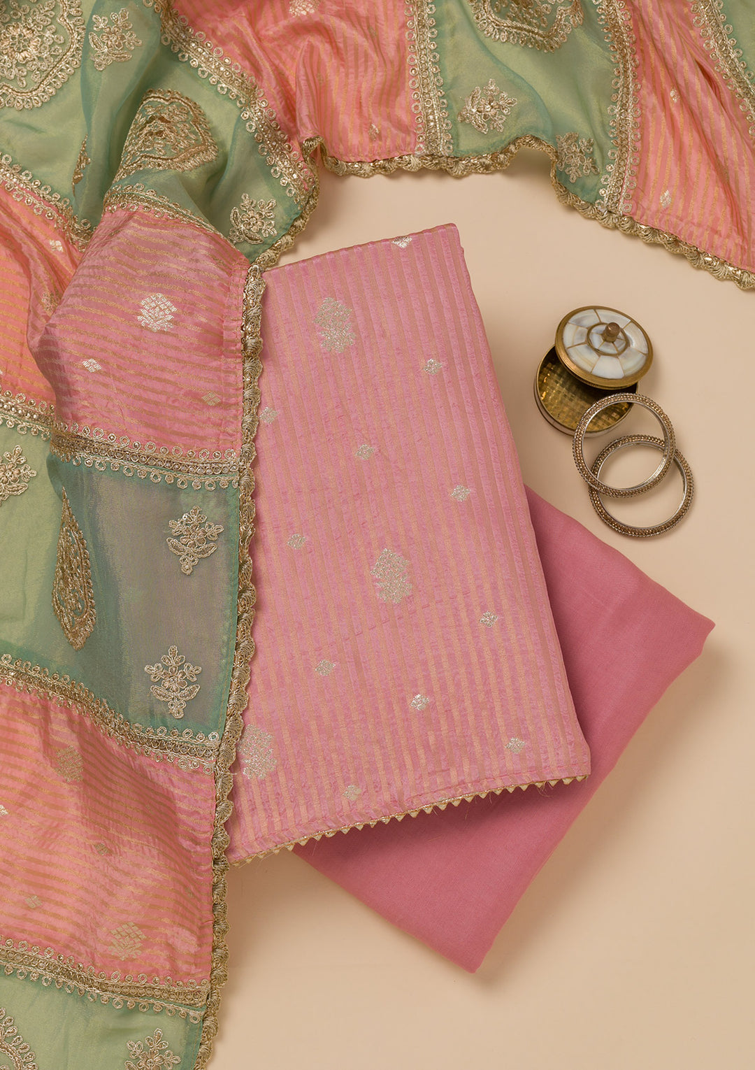 Pink Zariwork Georgette Unstitched Salwar Suit