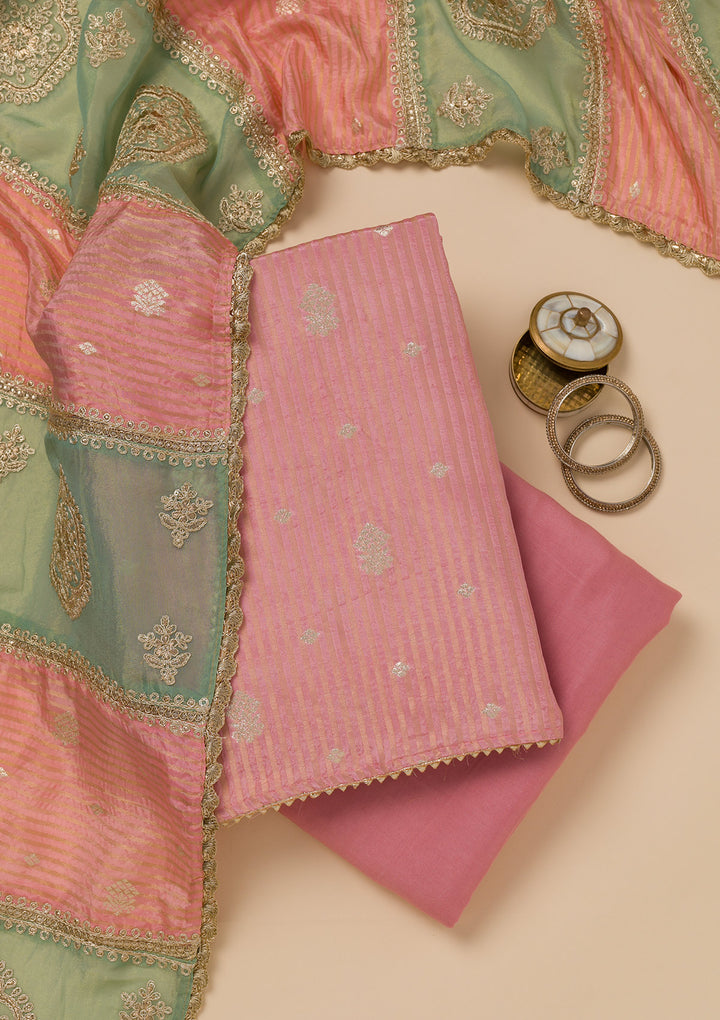 Pink Zariwork Georgette Unstitched Salwar Suit