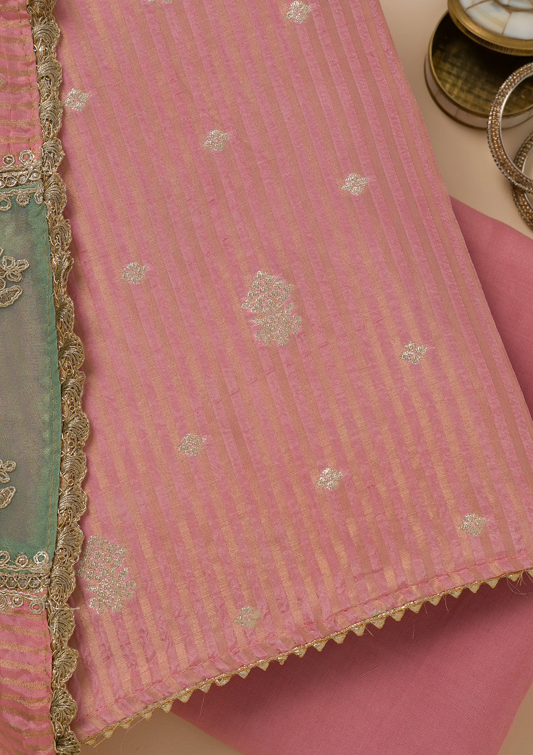 Pink Zariwork Georgette Unstitched Salwar Suit