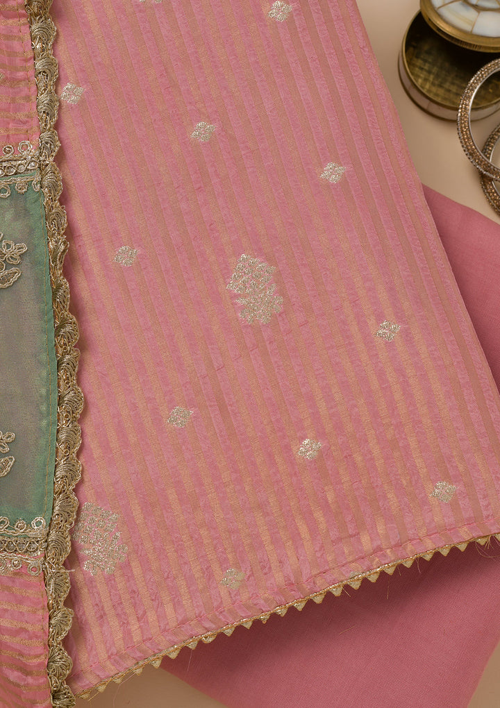 Pink Zariwork Georgette Unstitched Salwar Suit