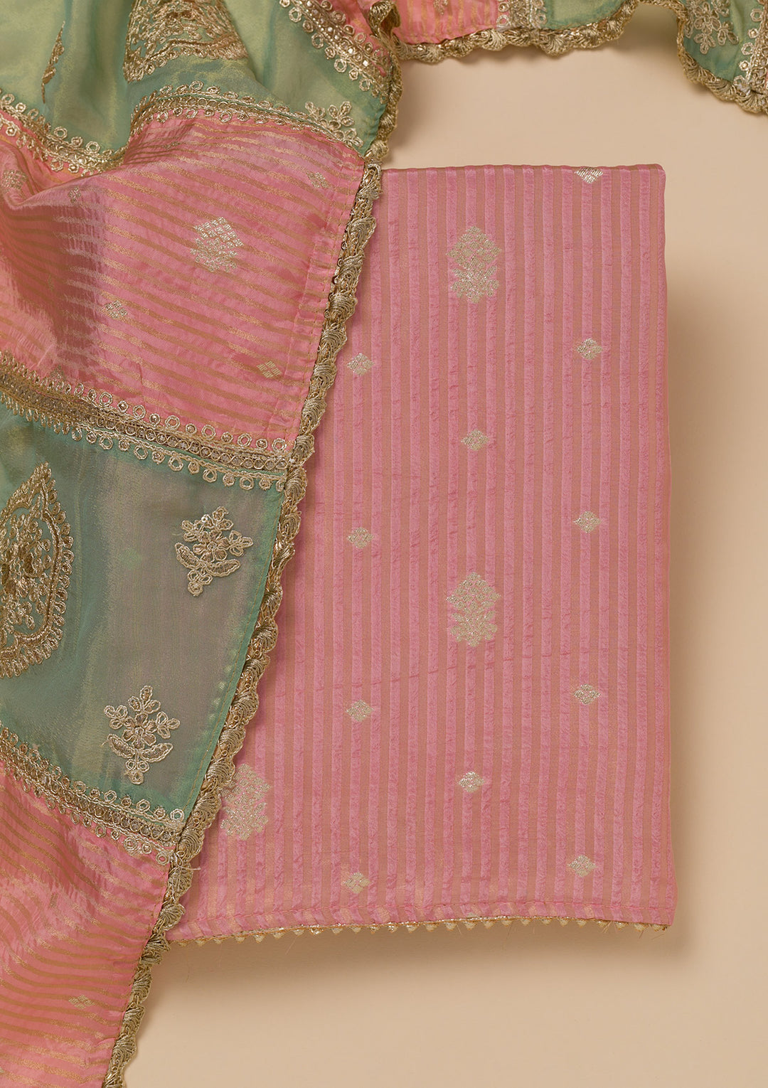 Pink Zariwork Georgette Unstitched Salwar Suit