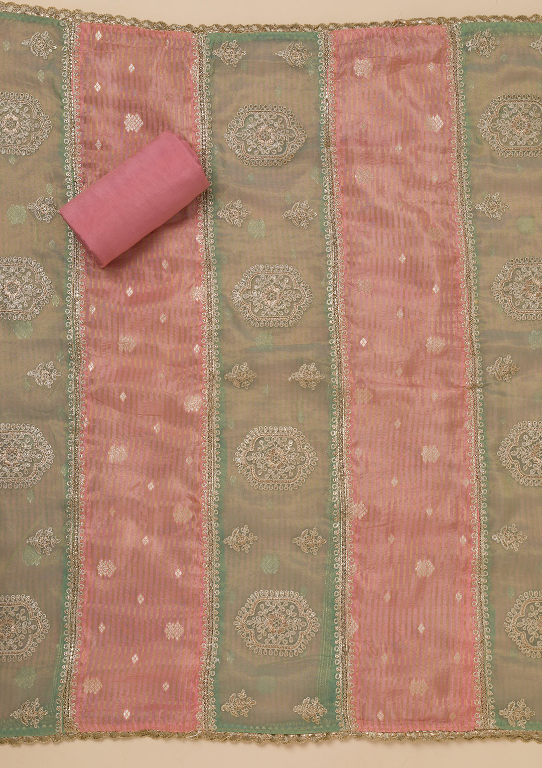 Pink Zariwork Georgette Unstitched Salwar Suit