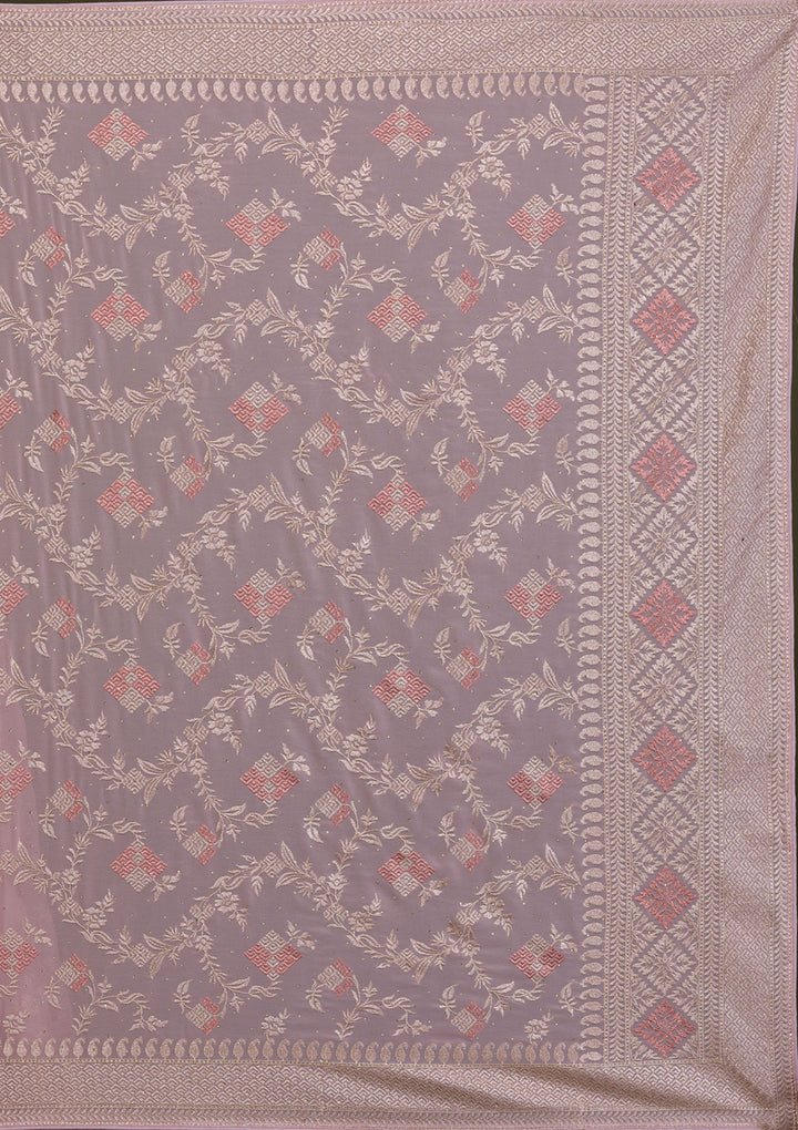 Pink Zariwork Georgette Saree