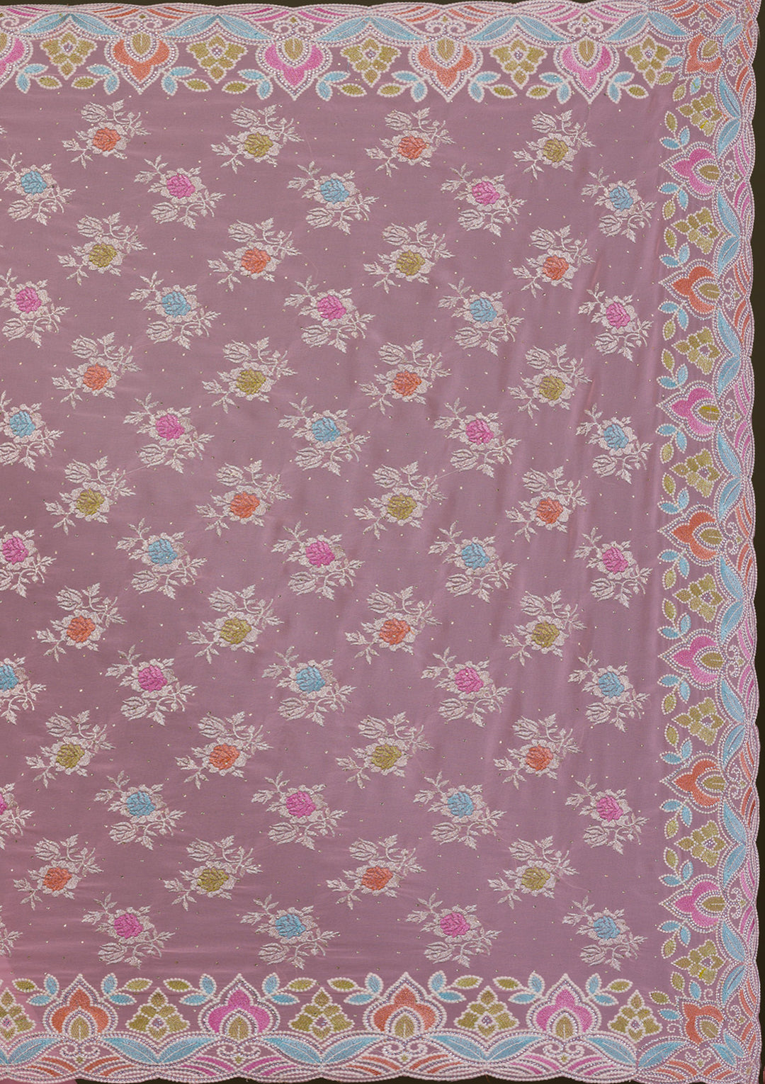 Pink Zariwork Georgette Saree