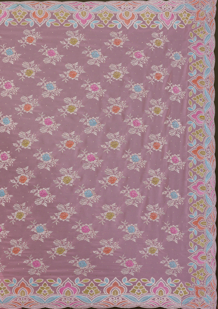 Pink Zariwork Georgette Saree